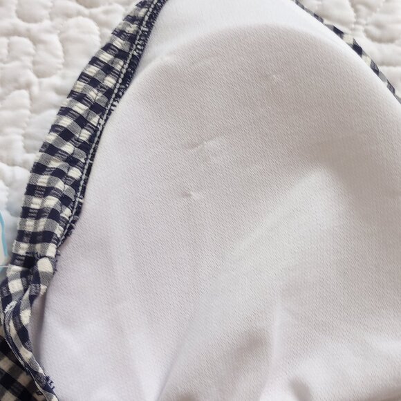 Draper James Navy Gingham Seersucker Draped Halter Swimsuit - Picture 10 of 10